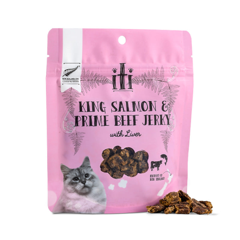 猫 おやつ iti キャットトリーツ キングサーモン&ビーフジャーキー【皮膚・被毛ケア】100g