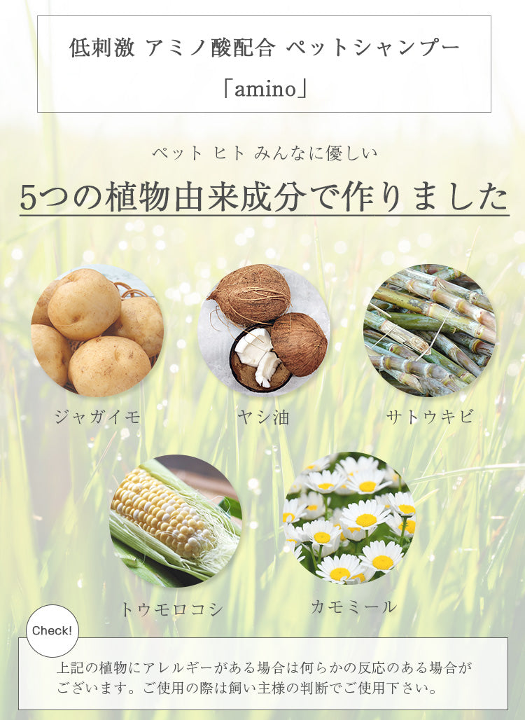 amino 低刺激ペットシャンプー 200ml ボトル