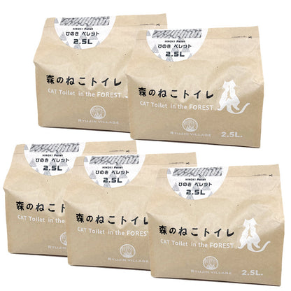 森のねこトイレ(国産ひのきの間伐材ペレット) 2.5L×5袋